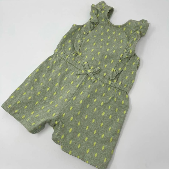 Focus Kids Girls Green Ruffle Shoulder Shorts Snap Closure Romper 24 Months - Picture 1 of 8